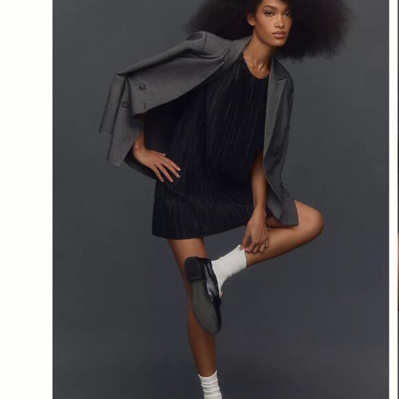 Brand New By Anthropologie Cap-Sleeve Plissé Mini Dress - Picture 4 of 8